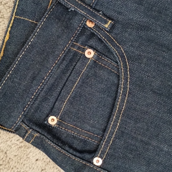 Levi's 501 Fly Button 5 Pocket Crispy Dark Wash Cotton Denim Jeans - Picture 9 of 14